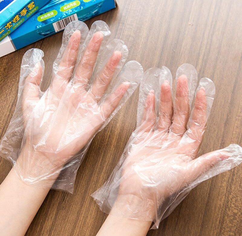 Jednorázové rukavice / ochranné rukavice, 100 ks (Transparentní)